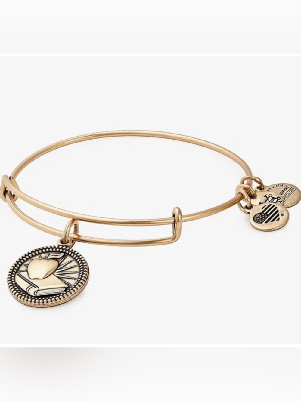 Alex and Ani Gold Tone Teacher Charm Expandable Bangle Bracelet